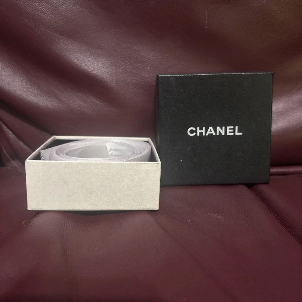 Chanel Authentic EMPTY‎ Small Black Storage Gift Box with and White Ribbon